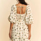Davi & Dani Cactus Printed Poplin Contrast Piping Mini Dress - Farnelli