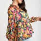 Umgee Full Size Satin Paisley Ruffle Neck Button-Up Shirt Plus Size - Farnelli