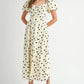 MABLE Polka Dot Puff Sleeve Midi Dress - Farnelli