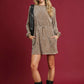Umgee Velour Drawstring Mini Dress with Long Sleeves - Farnelli