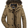 Men's Plus Size Warm Fur Hooded Winter Coat - Khaki