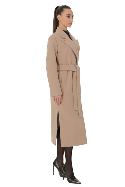 Arden Classic Wraparound Overcoat in Latte