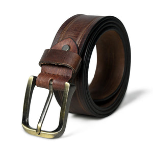 Men's leather belt by Classy Leather Bags featuring a classic brown leather strap and metal buckle.