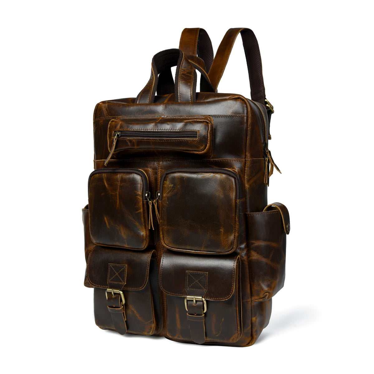 Prime multi-functional backpack by Classy Leather Bags with multiple compartments, durable straps, and stylish black leather finish.