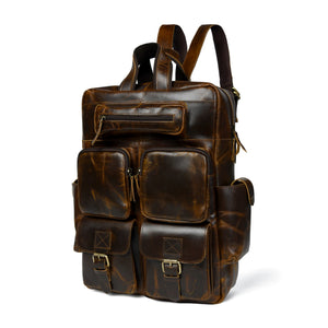 Prime multi-functional backpack by Classy Leather Bags with multiple compartments, durable straps, and stylish black leather finish.