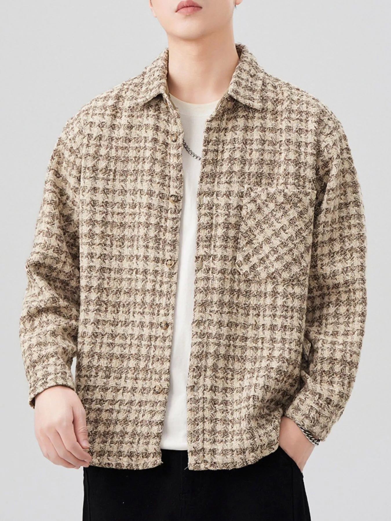 Men's Plus Size Button Up Shirt with Chest Pocket - Farnelli