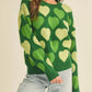 Heart Ribbed Hem Long Sleeve Sweater - Farnelli
