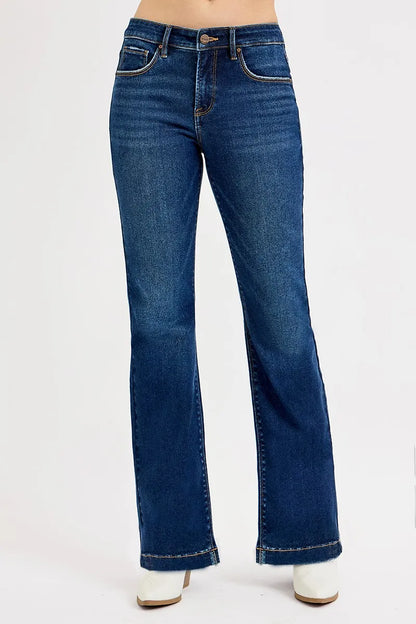 RISEN Full SIze Tummy Control Mid Rise Flare Jeans Plus SIze - Farnelli