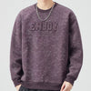 Men's Plus Size Enjoy Round Neck Long Sleeve Sweatshirt - Purple