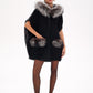 Alaska Outerwear Company black Saga Furs silver fox wool cashmere poncho vest coat