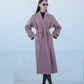 Rose Leather Trim Cashmere Blend Overcoat