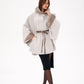 Genuine Mink Fur Double Face Wool Hooded Poncho