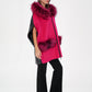 Saga®Furs Silver Fox Wool Alpaca Poncho Vest in Fuchsia
