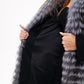 Genuine Silver Fox Virgin Wool Wrap Coat in Black