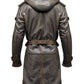 Men’s Dark Brown Leather Hooded Coat