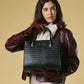 Patrizia (black) - Italian calf leather women's handbag (with shoulder strap)