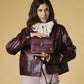 Mirella (eggplant) - Italian calf leather women's crossbody bag (with shoulder strap)