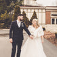 Ivory with Black Bridal Fur Shawl (Lilian Wht03)