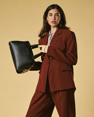 Black Zita Italian calf leather women's handbag with shoulder strap, stylish leather bag from Leather Gloves Online.