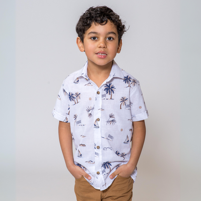Short Sleeve Boys Cotton Shirt - Farnelli