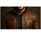 Yahya Leather Brown Long Coat - Men Long Coat Brown