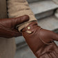 Diego (brown) - Italian gloves made of American deerskin leather with rabbit fur lining