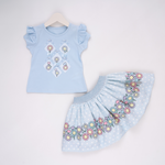 Blue Blossom Girl Skirt Set - Farnelli