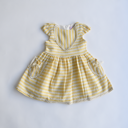 Sunshine Stripes Girls Cotton Dress - Farnelli