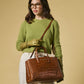 Valentina (cognac) - Italian calf leather women's handbag (with shoulder strap)