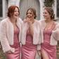Blush Faux Fur Bridal Jacket with pockets (Anna Blu07)