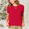 Full Size Round Neck Short Sleeve T-Shirt - Red