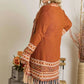 ADORA Full Size Fringe Hem Aztec Border Cardigan Plus Size - Farnelli