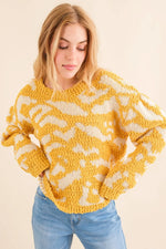 And The Why Full Size Textured Pattern Contrast Sweater - Farnelli