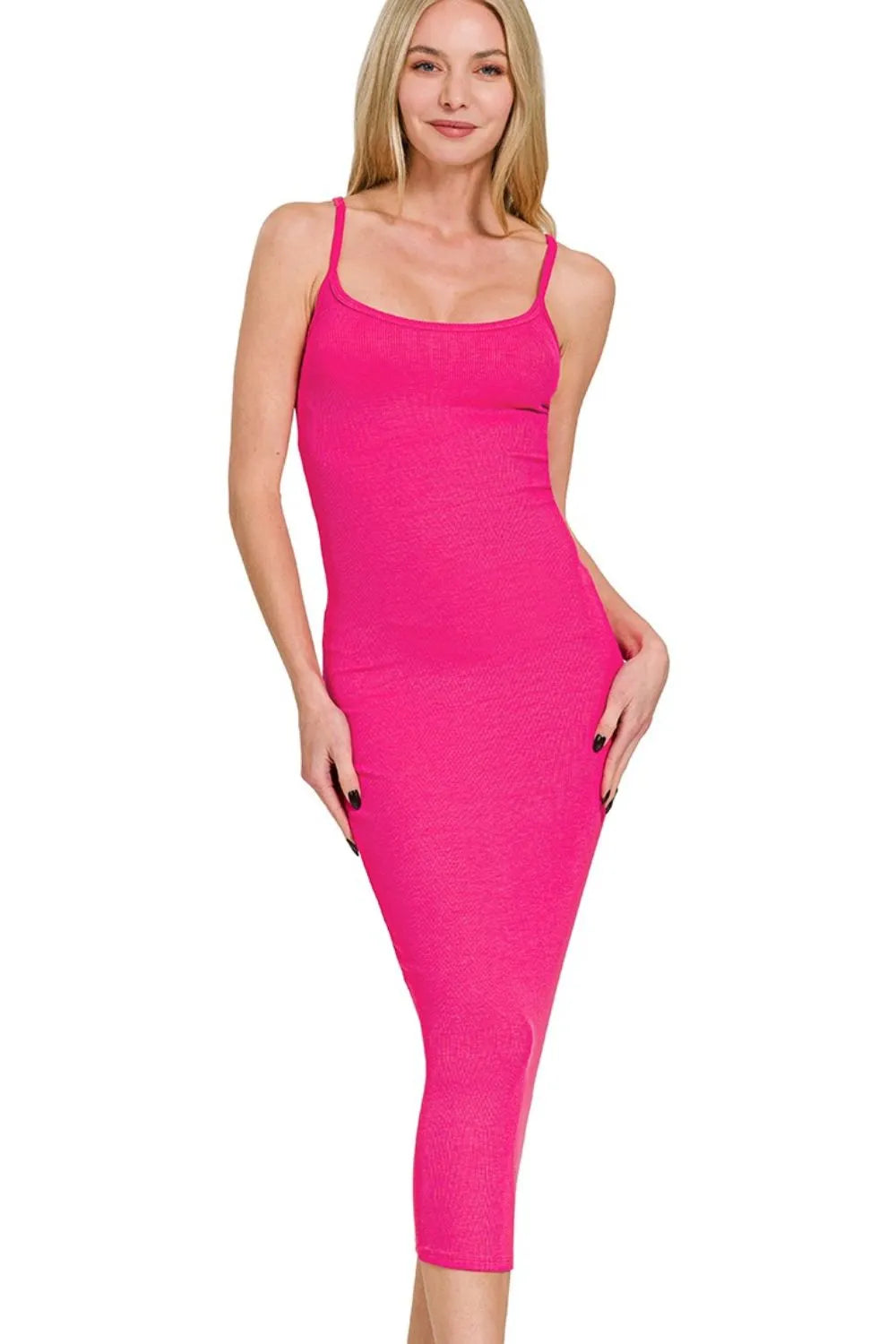Zenana Ribbed Bodycon Midi Dress - Farnelli