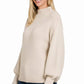 Zenana Balloon Sleeve Mock Neck Sweater - Farnelli