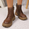 Lace Up Platform Boots - Coffee Brown