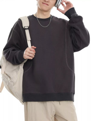 Men's Plus Size Round Neck Long Sleeve Sweatshirt - Farnelli