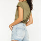 Kancan High Rise Raw Hem Denim Shorts - Farnelli