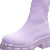 Round Toe Platform Boots - Purple