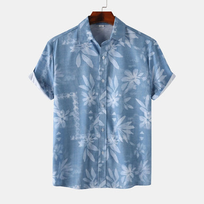 Men's Print Short Sleeve Button-Up Shirt - Farnelli