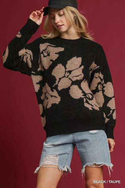 Umgee Floral Long Sleeve Sweater - Farnelli