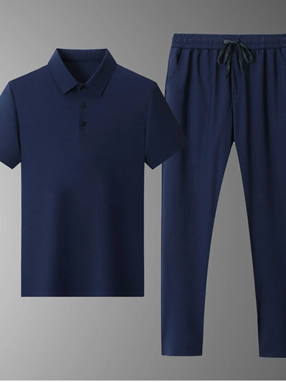 Men's Full Size Button Detail Short Sleeve Polo Plus Size - Farnelli