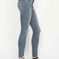 Judy Blue Full Size Tummy Control Vintage Wash Hem Destroy Skinny Jeans - Farnelli