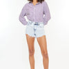 Kancan High Rise Frayed Hem Denim Shorts - Light