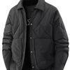 Men's Plus Size Quilted Padded Snap Down Jacket - Black