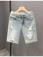 Men's Distressed Wash Denim Shorts - Farnelli