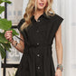 ADORA Solid Cap Sleeve Button Up Shirt - Farnelli