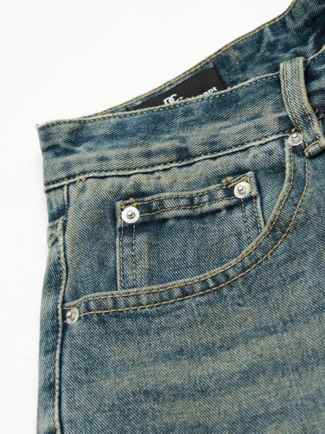 Men's Distressed Camo Patchwork Denim Shorts - Farnelli
