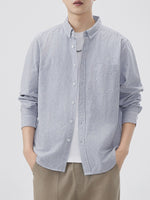 Men's Plus Size Striped Button Up Long Sleeve Shirt - Farnelli