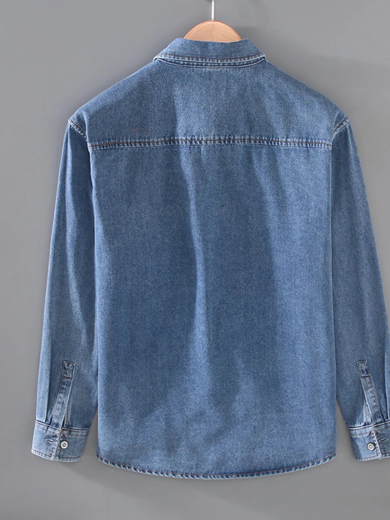 Men's Plus Size Washed Long Sleeve Denim Shirt - Farnelli